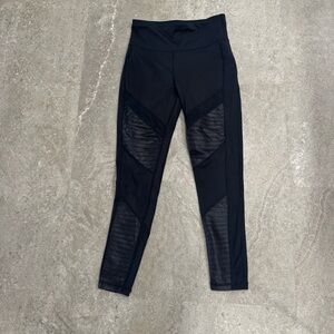 DKNY Sport Moto Leggings Black High Waist Ribbed Panel Athletic Yoga Women’s XS